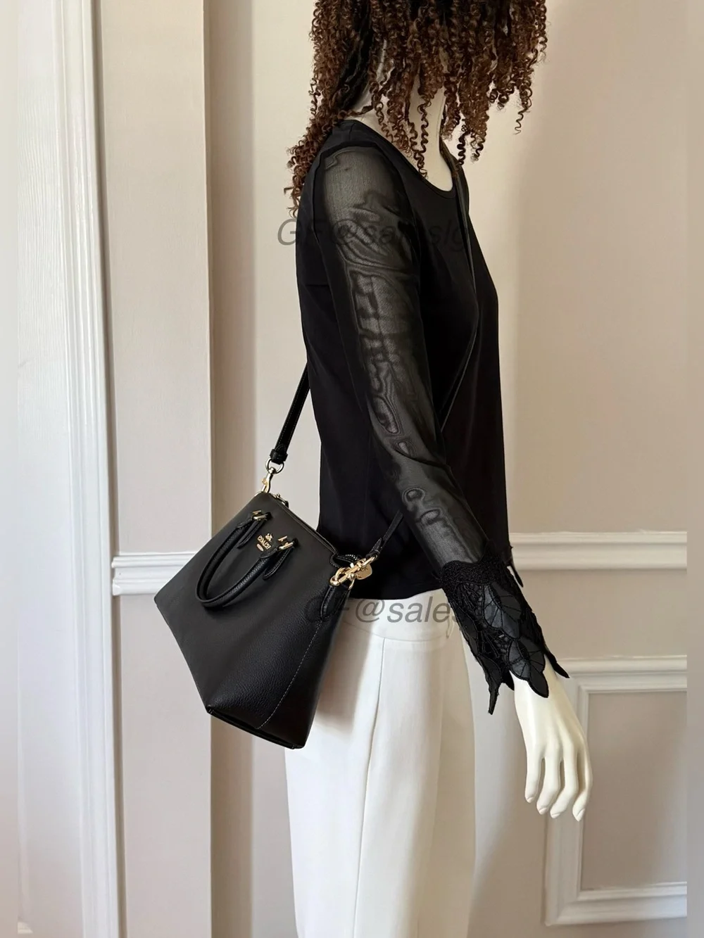 NWT Coach Georgia Black Handbag Pebble Leather | Structured Crossbody Purse